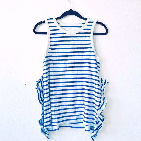 Current/Elliott Women Blue Cotton Stretch Striped Muscle Tank Top $128 - Picture 2 of 10